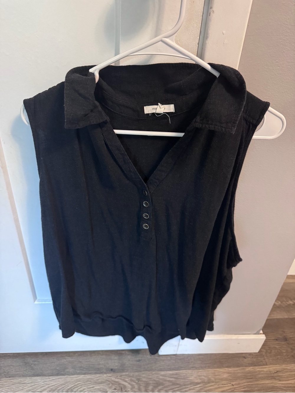 Maurices Black Sleeveless Polo Tank with Button Placket